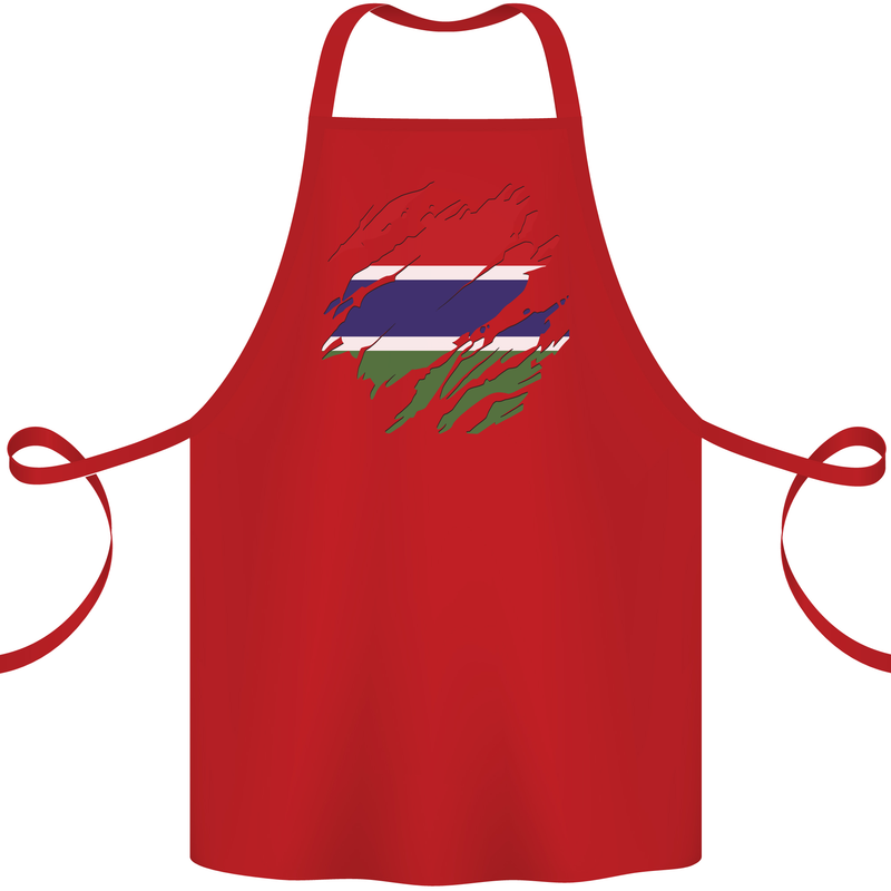 Torn Gambia Flag Gambian Day Football Cotton Apron 100% Organic Red