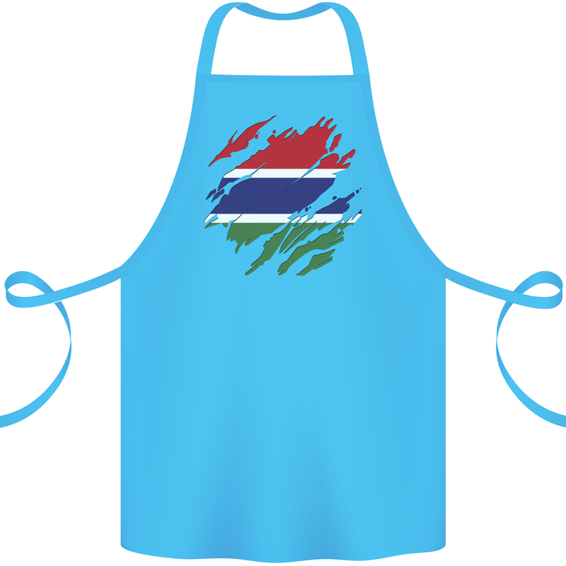 Torn Gambia Flag Gambian Day Football Cotton Apron 100% Organic Turquoise