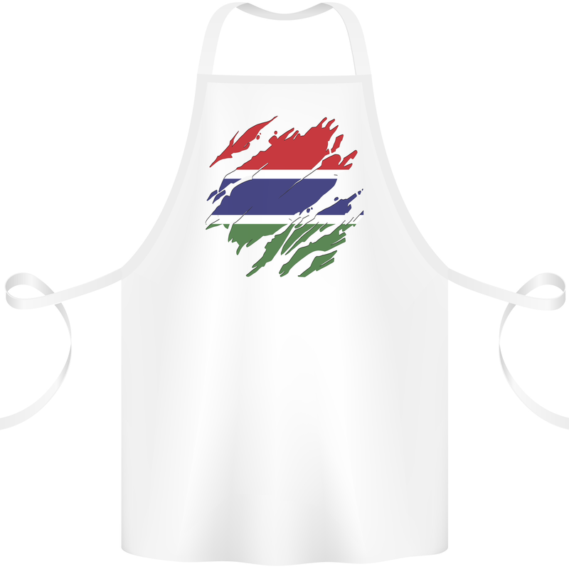 Torn Gambia Flag Gambian Day Football Cotton Apron 100% Organic White