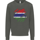 Torn Gambia Flag Gambian Day Football Kids Sweatshirt Jumper Storm Grey