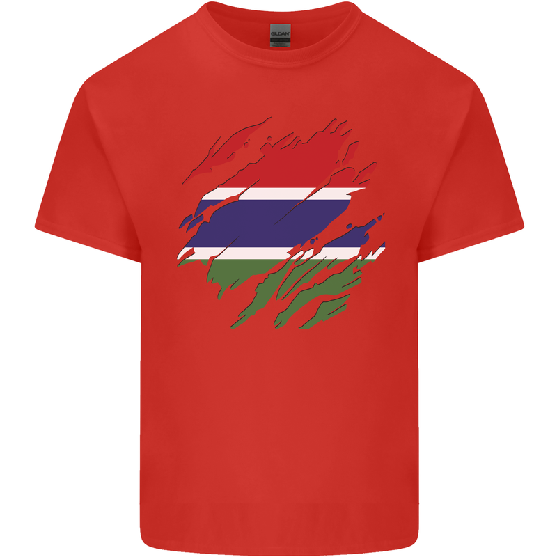 Torn Gambia Flag Gambian Day Football Kids T-Shirt Childrens Red