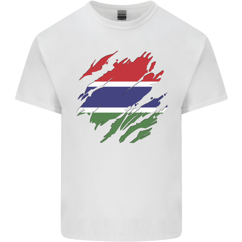 Torn Gambia Flag Gambian Day Football Kids T-Shirt Childrens White