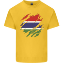 Torn Gambia Flag Gambian Day Football Kids T-Shirt Childrens Yellow