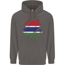 Torn Gambia Flag Gambian Day Football Mens 80% Cotton Hoodie Charcoal