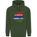 Torn Gambia Flag Gambian Day Football Mens 80% Cotton Hoodie Forest Green