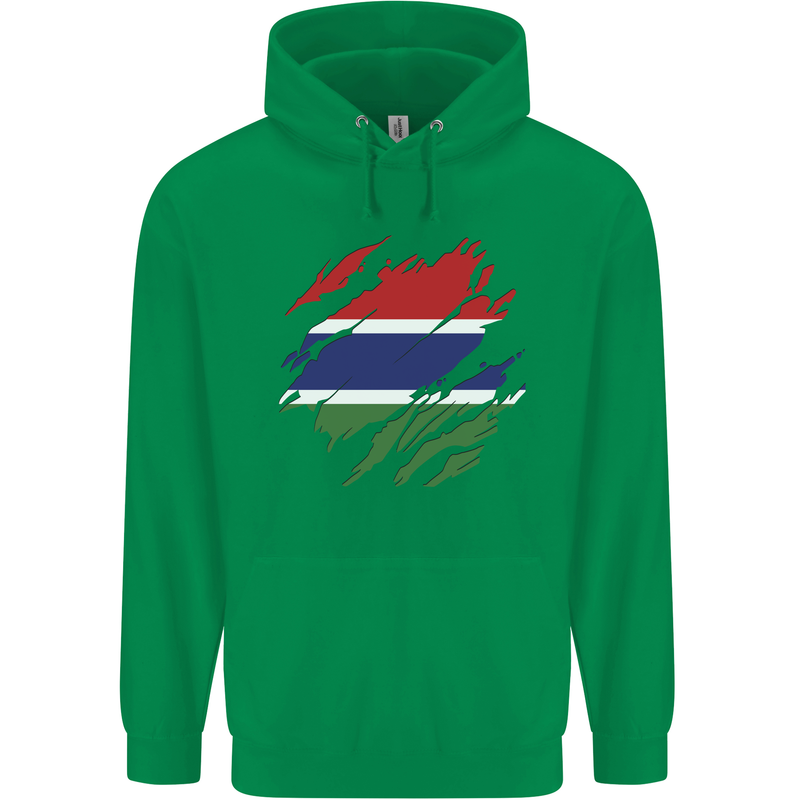 Torn Gambia Flag Gambian Day Football Mens 80% Cotton Hoodie Irish Green