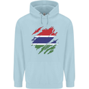 Torn Gambia Flag Gambian Day Football Mens 80% Cotton Hoodie Light Blue