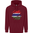 Torn Gambia Flag Gambian Day Football Mens 80% Cotton Hoodie Maroon