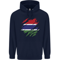 Torn Gambia Flag Gambian Day Football Mens 80% Cotton Hoodie Navy Blue