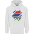 Torn Gambia Flag Gambian Day Football Mens 80% Cotton Hoodie White