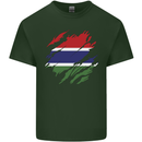 Torn Gambia Flag Gambian Day Football Mens Cotton T-Shirt Tee Top Forest Green