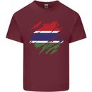 Torn Gambia Flag Gambian Day Football Mens Cotton T-Shirt Tee Top Maroon