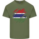 Torn Gambia Flag Gambian Day Football Mens Cotton T-Shirt Tee Top Military Green