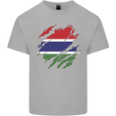 Torn Gambia Flag Gambian Day Football Mens Cotton T-Shirt Tee Top Sports Grey