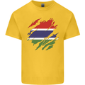 Torn Gambia Flag Gambian Day Football Mens Cotton T-Shirt Tee Top Yellow