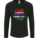 Torn Gambia Flag Gambian Day Football Mens Long Sleeve T-Shirt Black