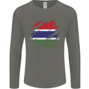 Torn Gambia Flag Gambian Day Football Mens Long Sleeve T-Shirt Charcoal