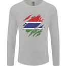 Torn Gambia Flag Gambian Day Football Mens Long Sleeve T-Shirt Sports Grey