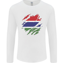 Torn Gambia Flag Gambian Day Football Mens Long Sleeve T-Shirt White