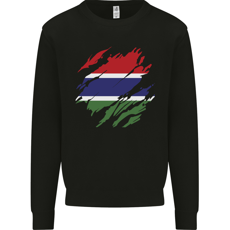 Torn Gambia Flag Gambian Day Football Mens Sweatshirt Jumper Black