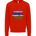 Torn Gambia Flag Gambian Day Football Mens Sweatshirt Jumper Bright Red