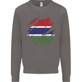Torn Gambia Flag Gambian Day Football Mens Sweatshirt Jumper Charcoal