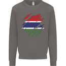 Torn Gambia Flag Gambian Day Football Mens Sweatshirt Jumper Charcoal