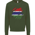 Torn Gambia Flag Gambian Day Football Mens Sweatshirt Jumper Forest Green