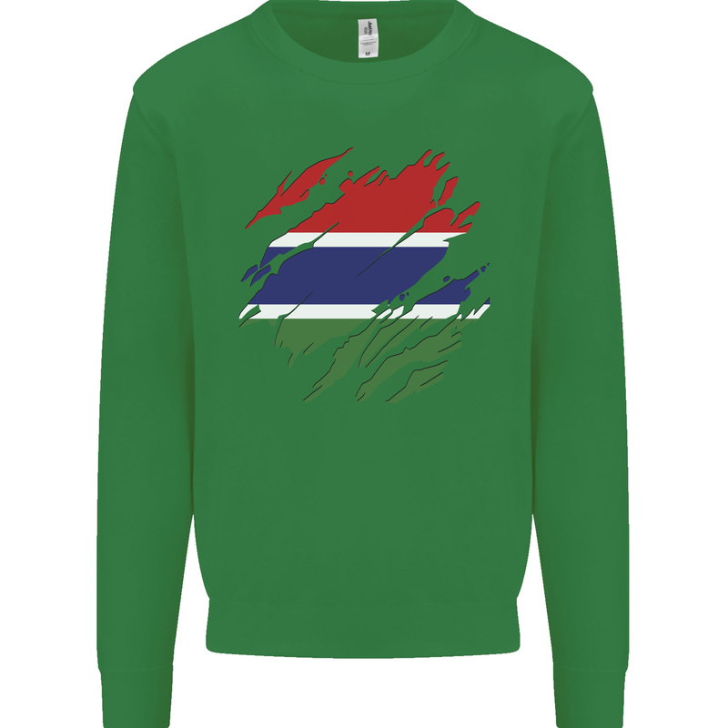 Torn Gambia Flag Gambian Day Football Mens Sweatshirt Jumper Irish Green