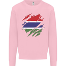 Torn Gambia Flag Gambian Day Football Mens Sweatshirt Jumper Light Pink
