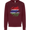 Torn Gambia Flag Gambian Day Football Mens Sweatshirt Jumper Maroon