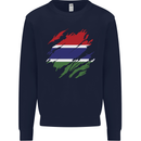 Torn Gambia Flag Gambian Day Football Mens Sweatshirt Jumper Navy Blue