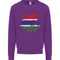 Torn Gambia Flag Gambian Day Football Mens Sweatshirt Jumper Purple