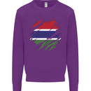 Torn Gambia Flag Gambian Day Football Mens Sweatshirt Jumper Purple