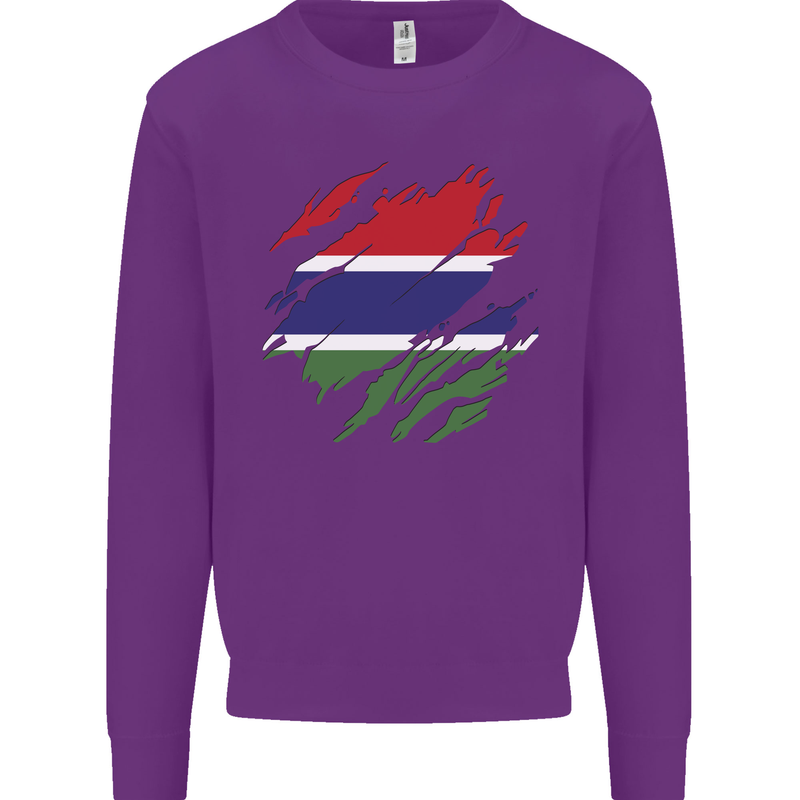 Torn Gambia Flag Gambian Day Football Mens Sweatshirt Jumper Purple