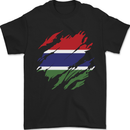 Torn Gambia Flag Gambian Day Football Mens T-Shirt 100% Cotton Black