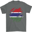 Torn Gambia Flag Gambian Day Football Mens T-Shirt 100% Cotton Charcoal