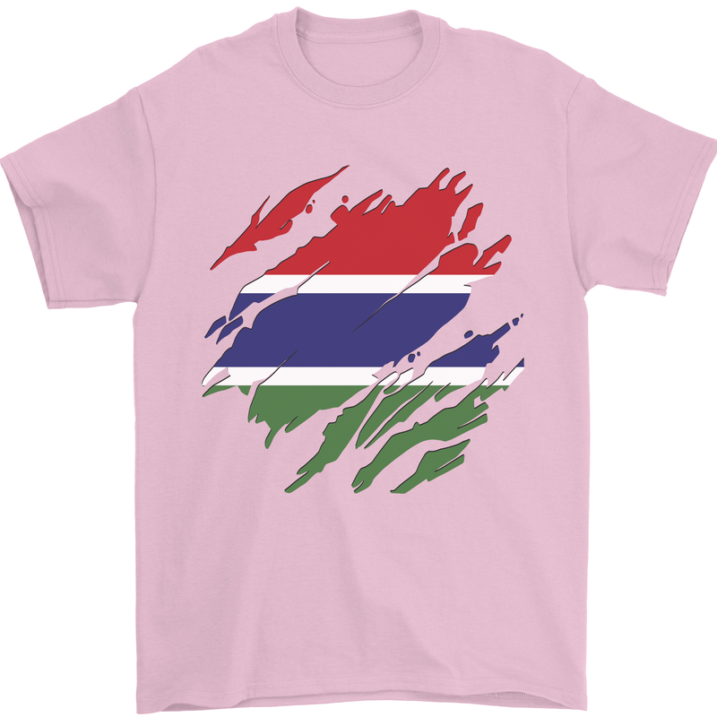 Torn Gambia Flag Gambian Day Football Mens T-Shirt 100% Cotton Light Pink