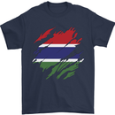 Torn Gambia Flag Gambian Day Football Mens T-Shirt 100% Cotton Navy Blue