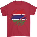 Torn Gambia Flag Gambian Day Football Mens T-Shirt 100% Cotton Red