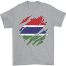Torn Gambia Flag Gambian Day Football Mens T-Shirt 100% Cotton Sports Grey