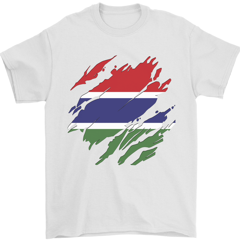 Torn Gambia Flag Gambian Day Football Mens T-Shirt 100% Cotton White
