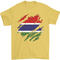 Torn Gambia Flag Gambian Day Football Mens T-Shirt 100% Cotton Yellow