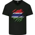 Torn Gambia Flag Gambian Day Football Mens V-Neck Cotton T-Shirt Black
