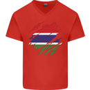 Torn Gambia Flag Gambian Day Football Mens V-Neck Cotton T-Shirt Red