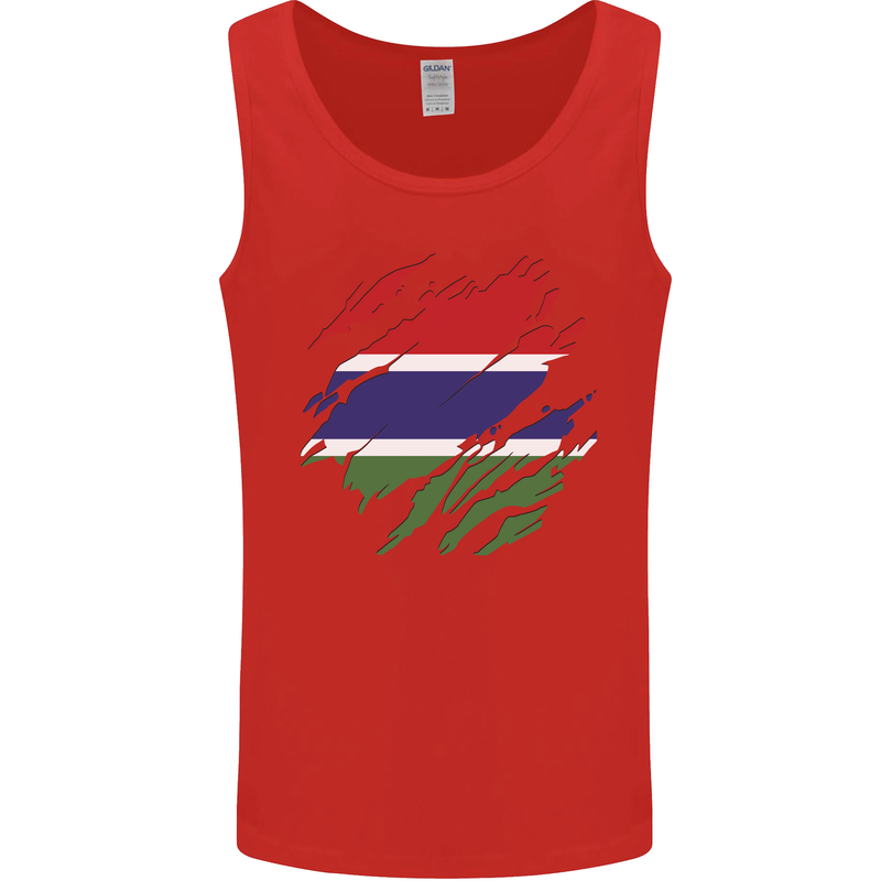 Torn Gambia Flag Gambian Day Football Mens Vest Tank Top Red