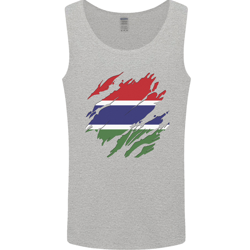 Torn Gambia Flag Gambian Day Football Mens Vest Tank Top Sports Grey