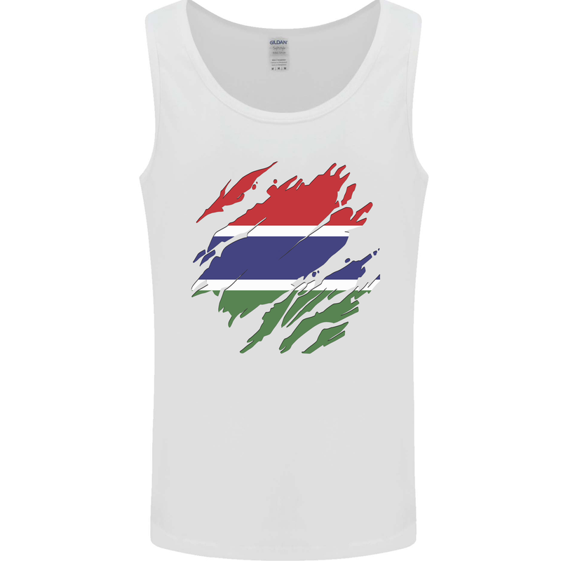 Torn Gambia Flag Gambian Day Football Mens Vest Tank Top White