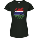 Torn Gambia Flag Gambian Day Football Womens Petite Cut T-Shirt Black