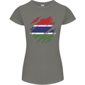 Torn Gambia Flag Gambian Day Football Womens Petite Cut T-Shirt Charcoal